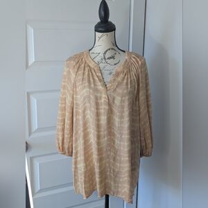 Simply Vera Vera Wang Beige Tie-Dye Peasant Tunic Size XL